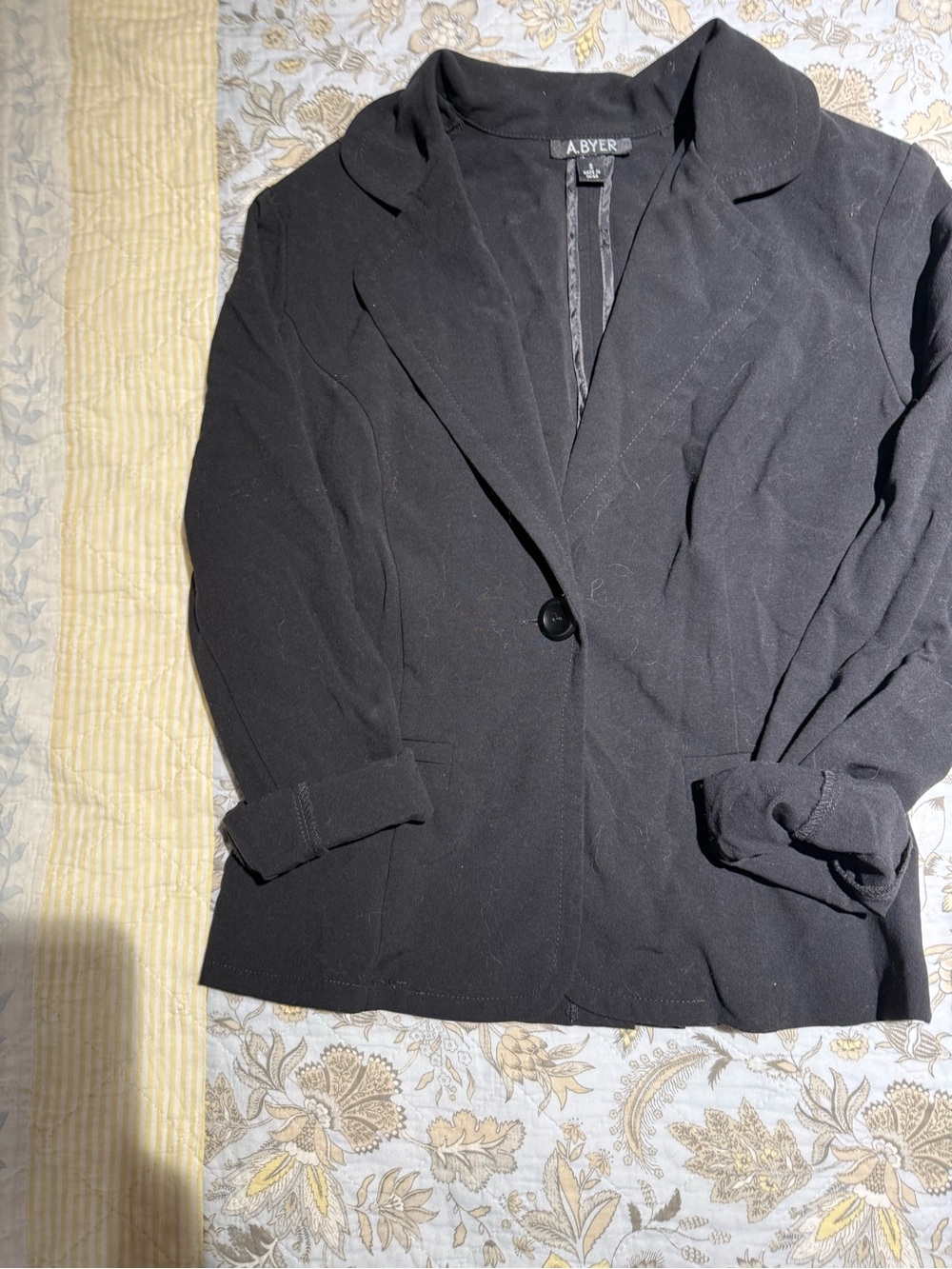 A. Byer Black Single-Button Notched Lapel Blazer